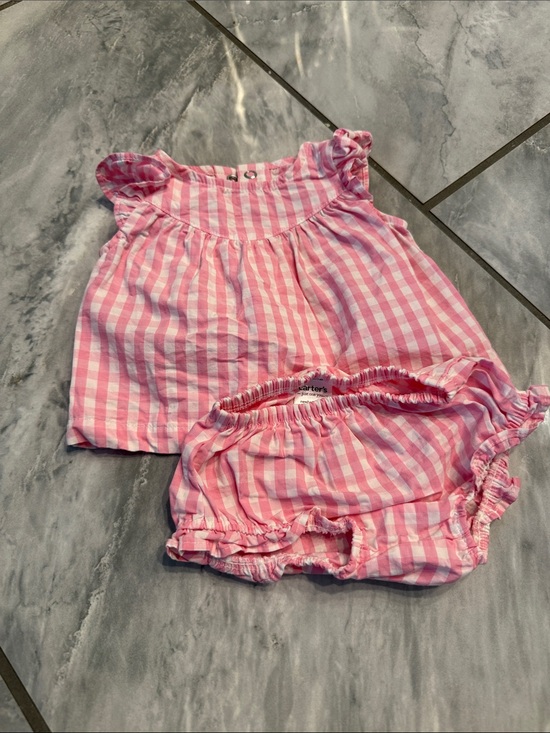 Carter's Other - Carter's Pink & White Gingham Top and Bloomers Set